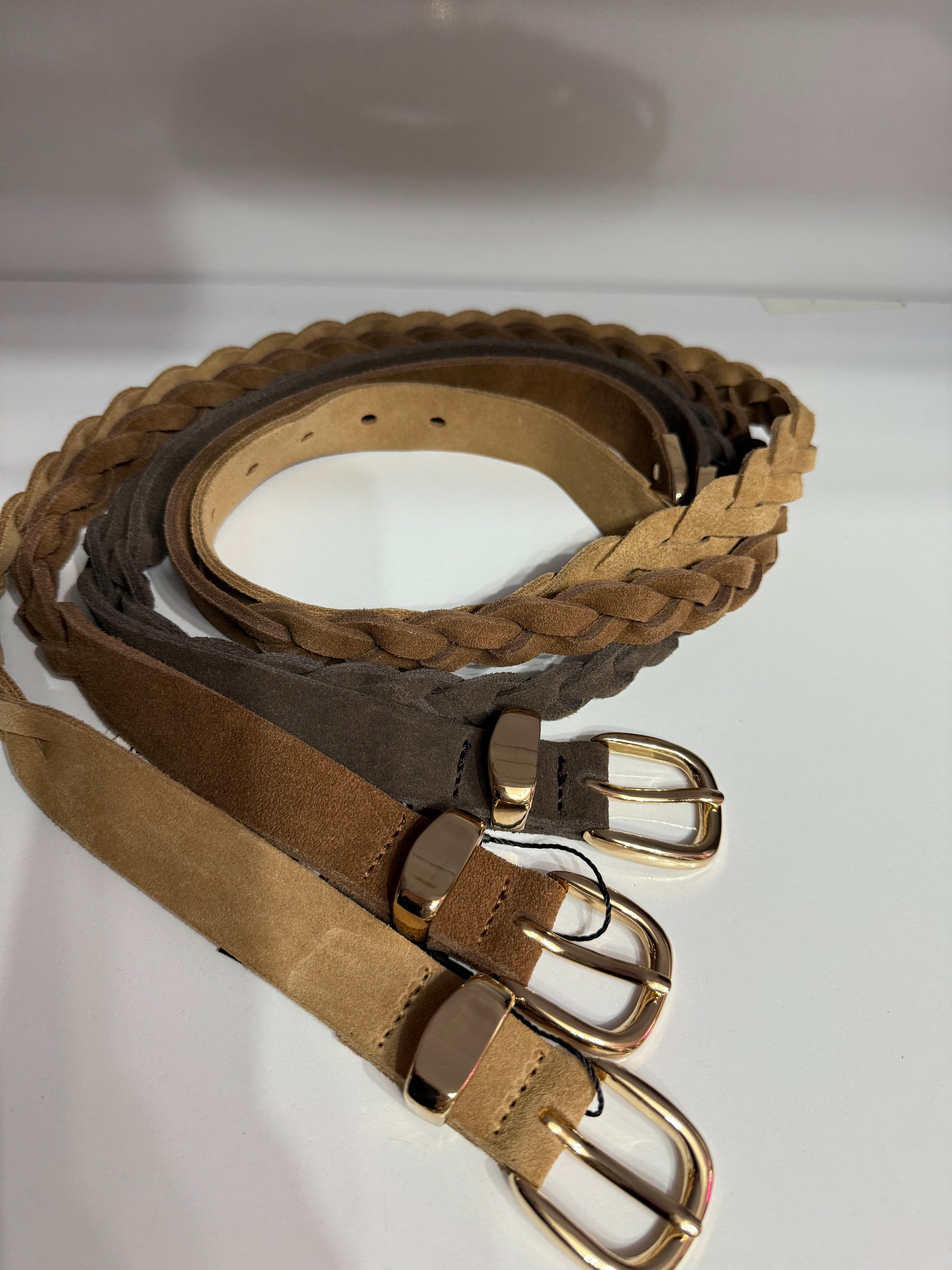 Cintura treccina camoscio