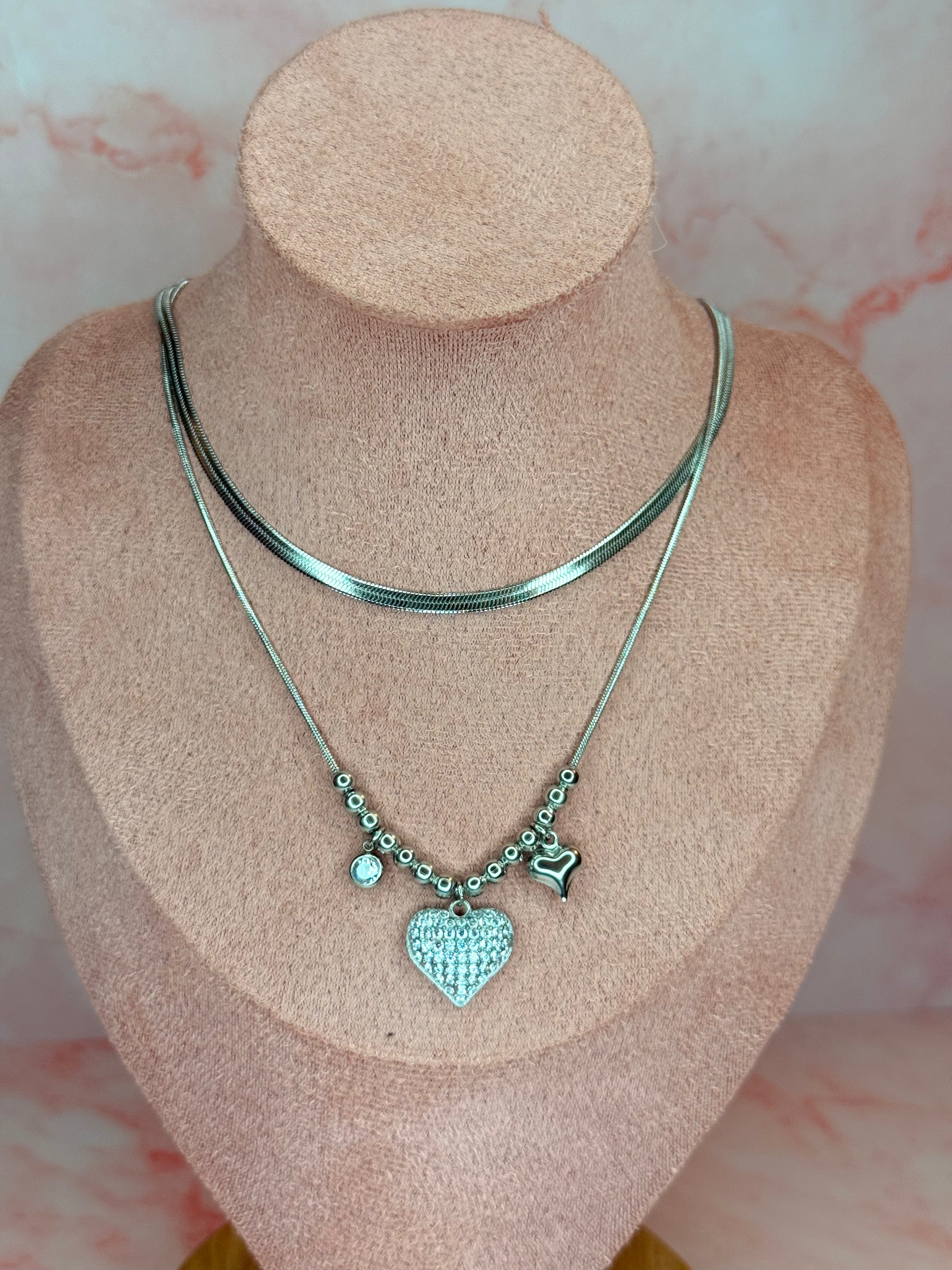 Collana Snake cuore pendente
