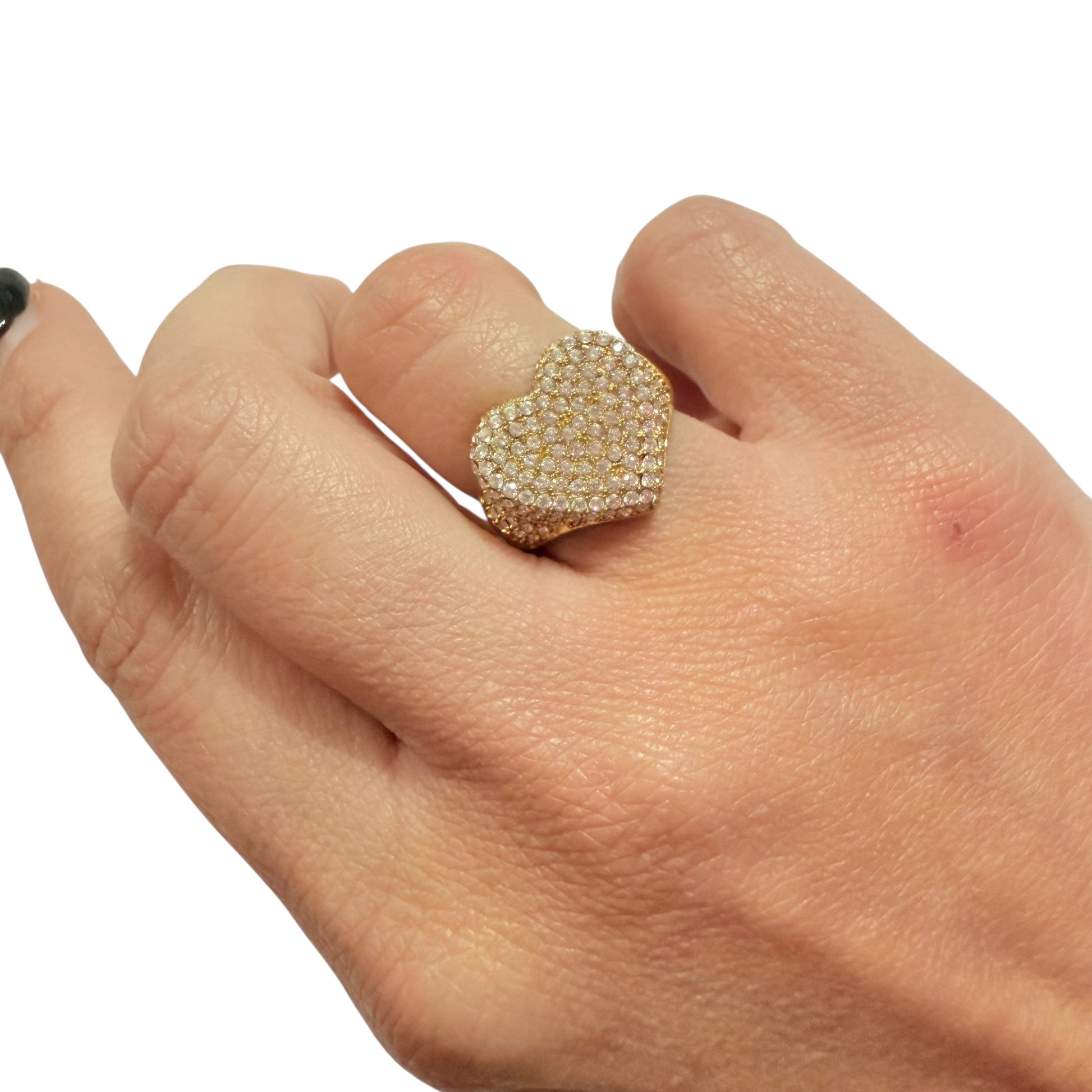 Anello Cuore bombato glitter