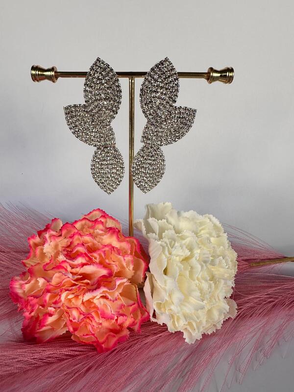 Orecchini foglie strass