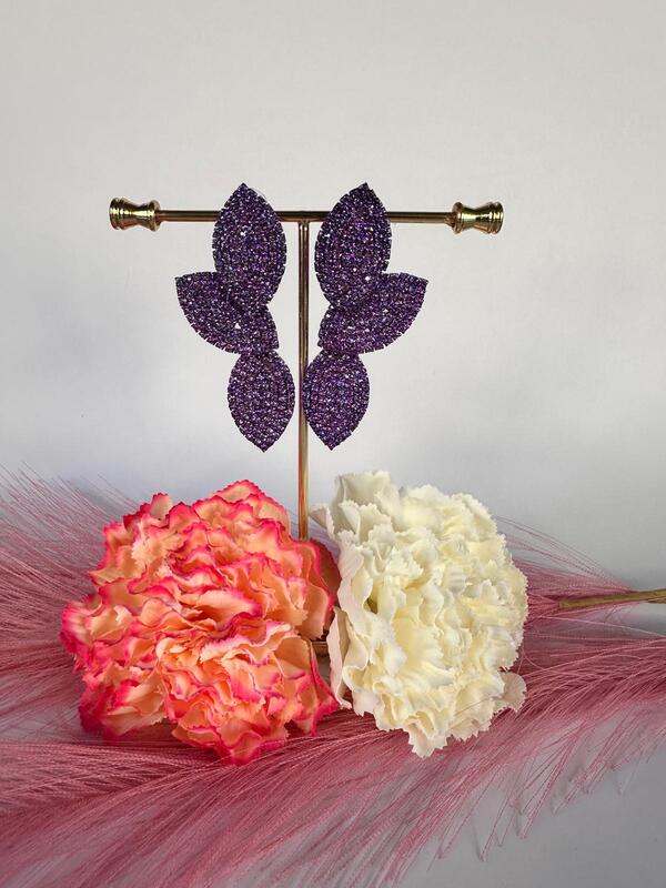Orecchini foglie strass