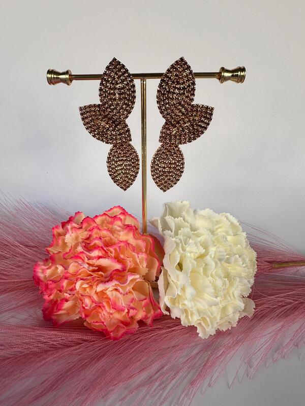 Orecchini foglie strass