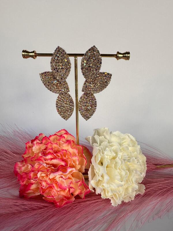 Orecchini foglie strass