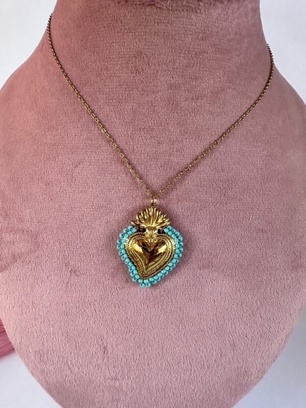 Collana Cuore sacro Celeste