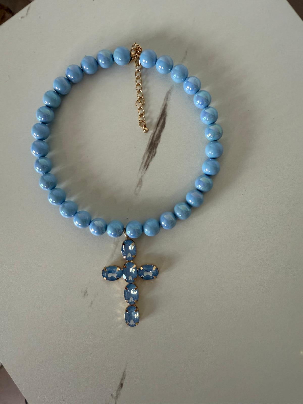 Collana Croce sfere colors