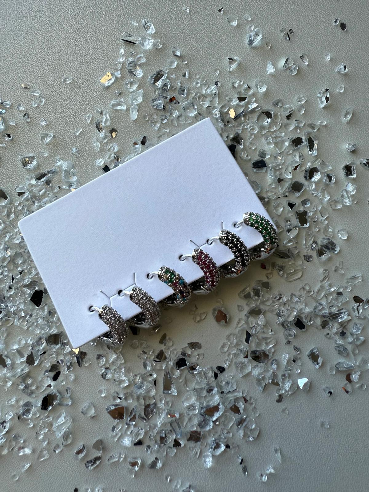 Set orecchini cerchietti strass multicolor