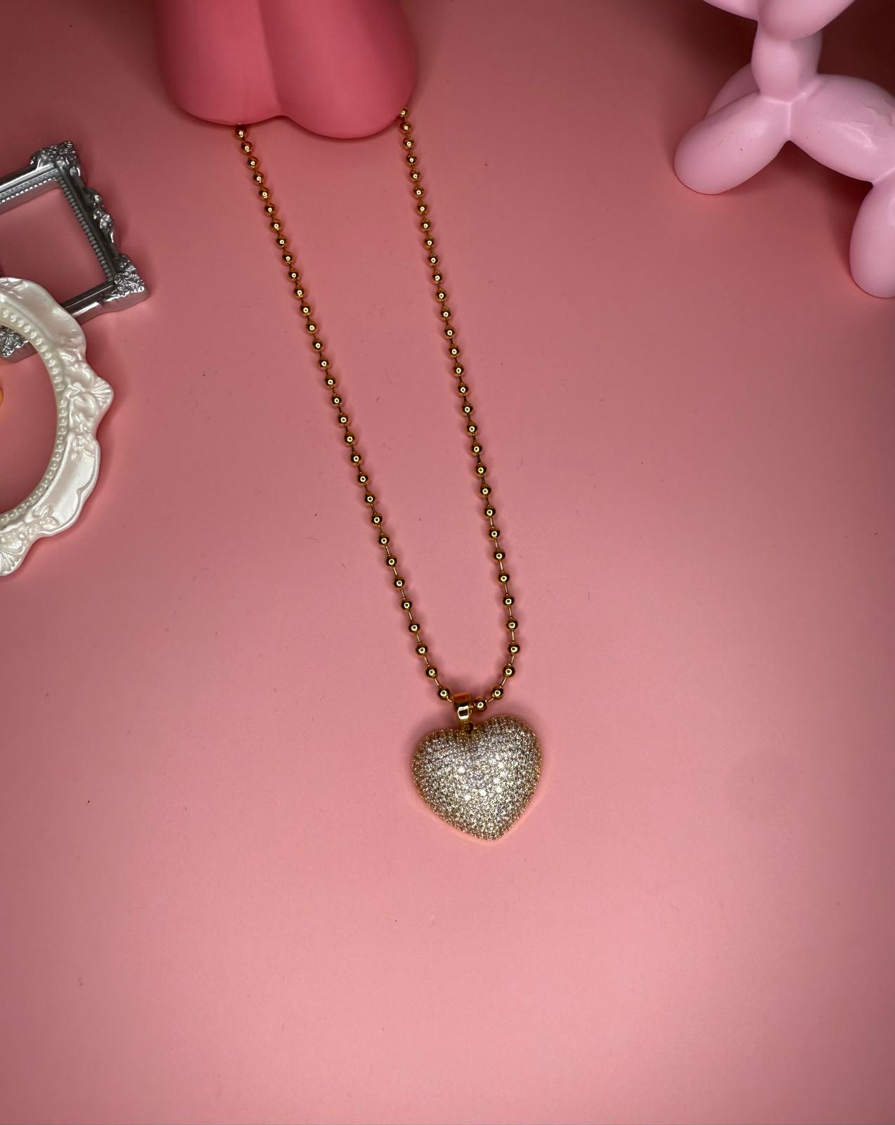 Collana Big cuore glitter