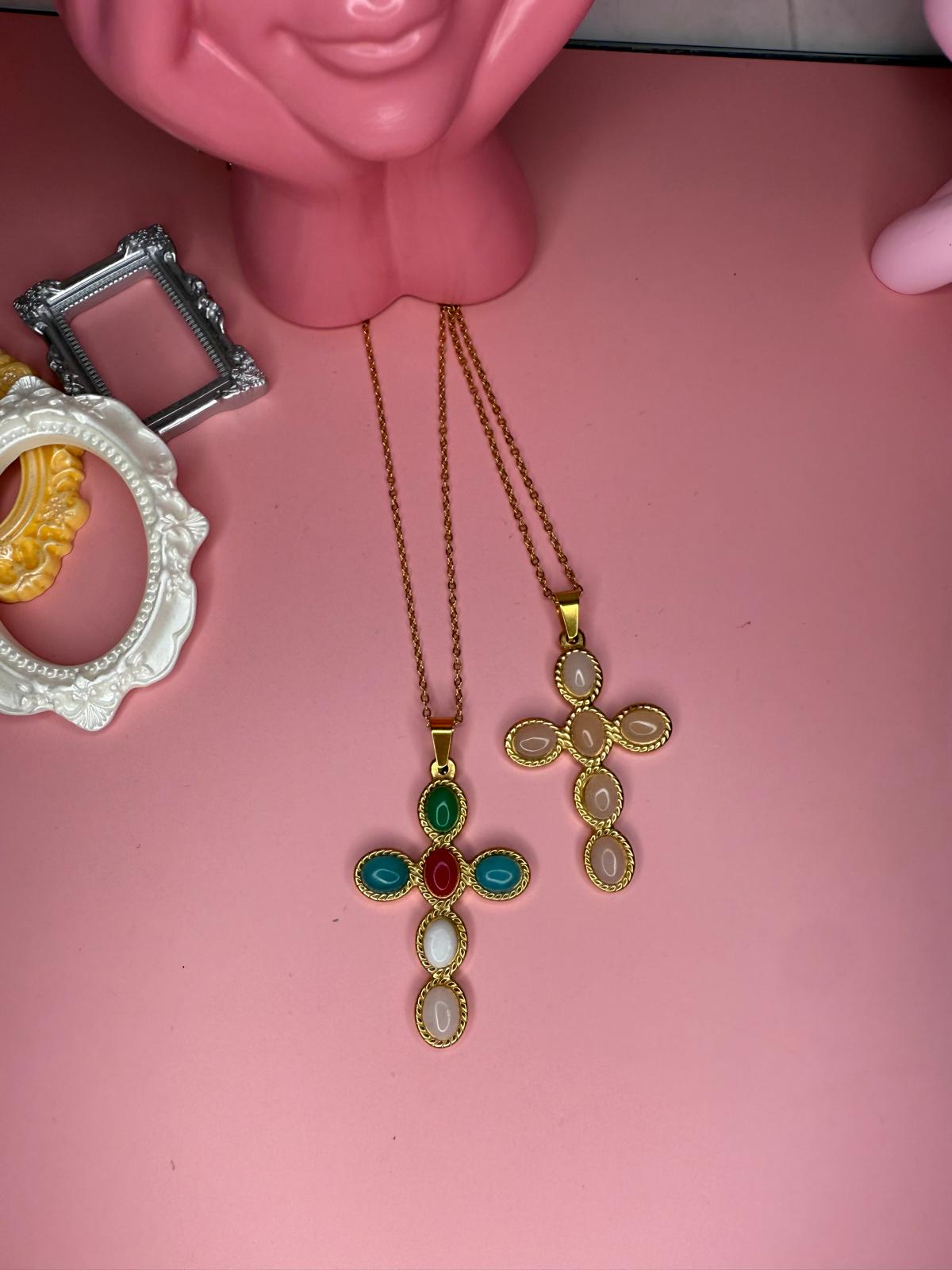 Collana croce big pearl