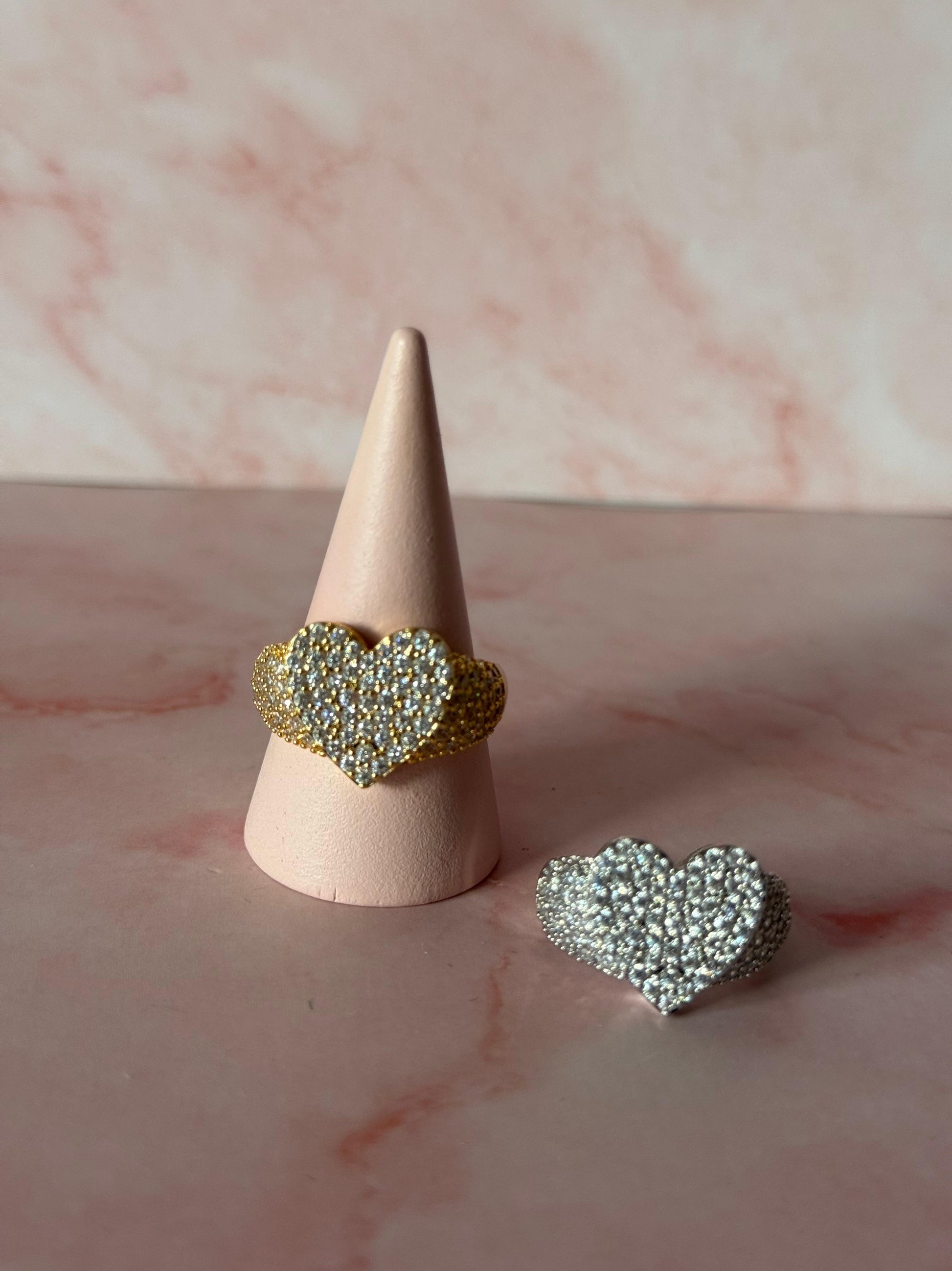 Anello cuore strass