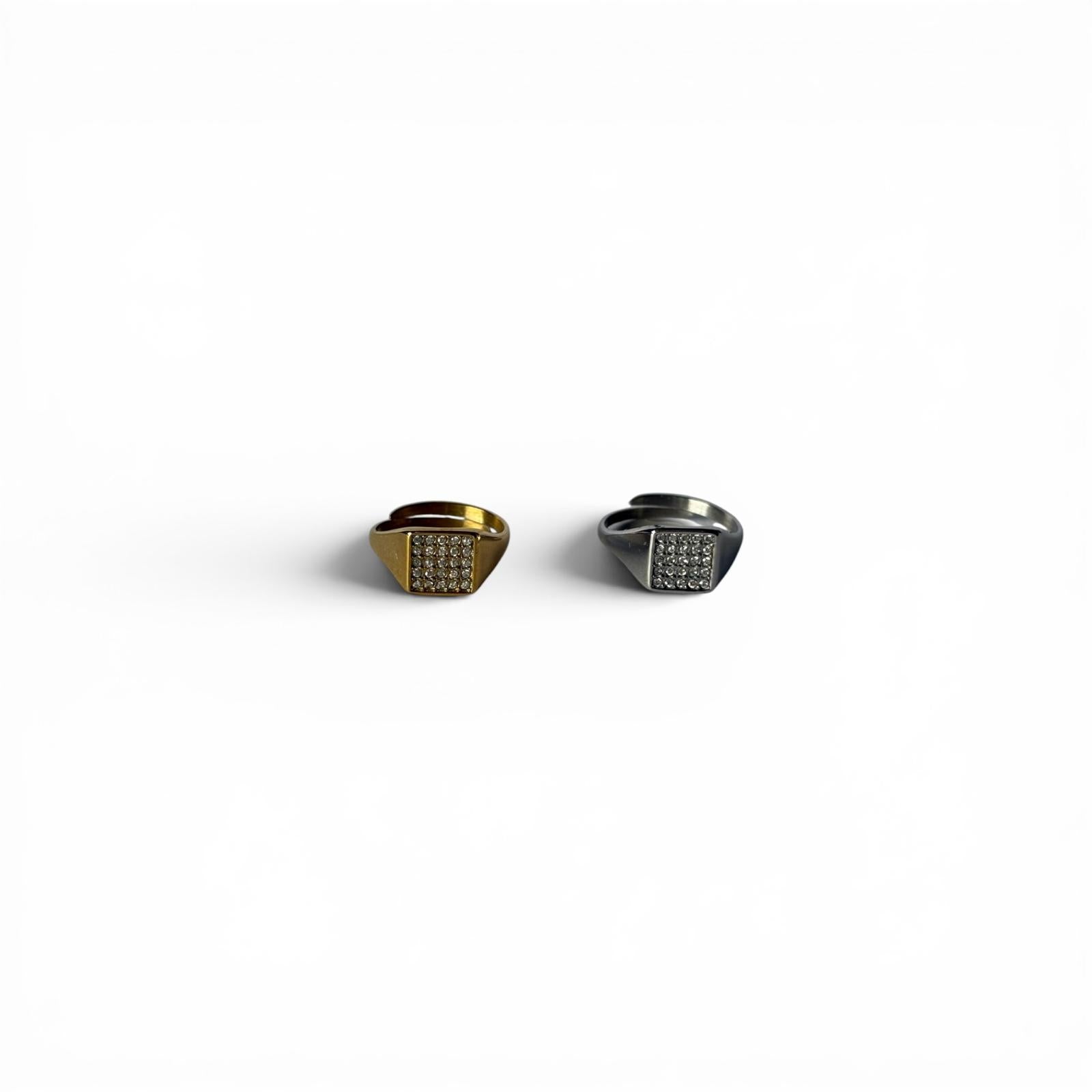 Anello chevalier quadro strass
